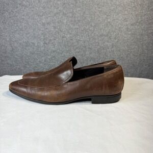 Hugo Boss Mens Brown Leather Slip On Loafers‎ Dress Shoes Size 11.5
